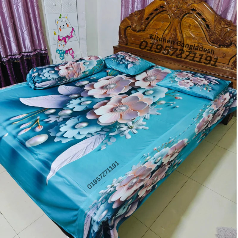 B7 Stylish 3d Bed + Pillow Cover (Premium Quality ১১০০+ গ্রাম গ্যারান্টি)