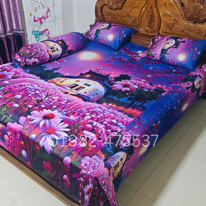 B13 Stylish 3d Bed + Pillow Cover (Premium Quality ১১০০+ গ্রাম গ্যারান্টি)