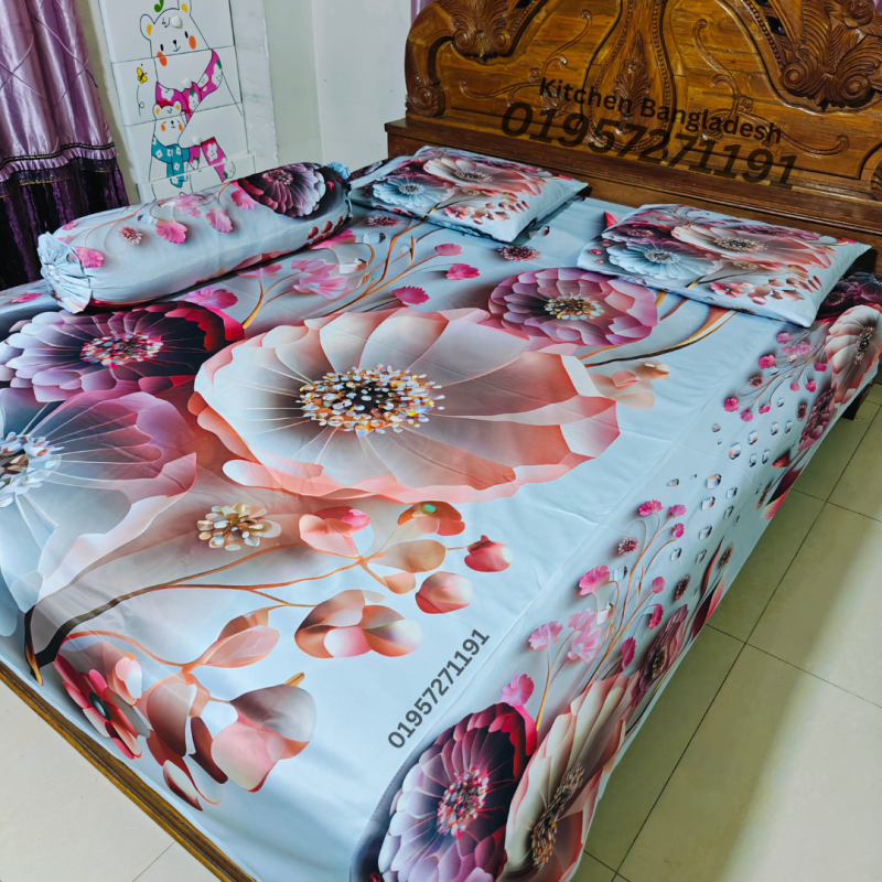 B5 Stylish 3d Bed + Pillow Cover (Premium Quality ১১০০+ গ্রাম গ্যারান্টি)