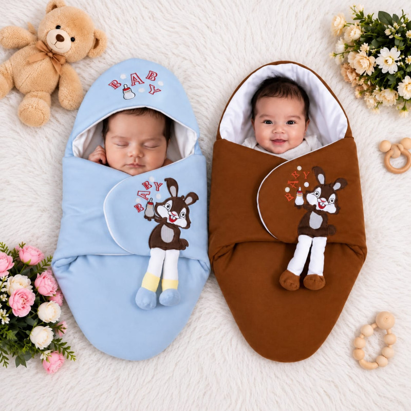 2 পিস অরিজিনাল চায়না Baby Blanket (Coffee+paste)